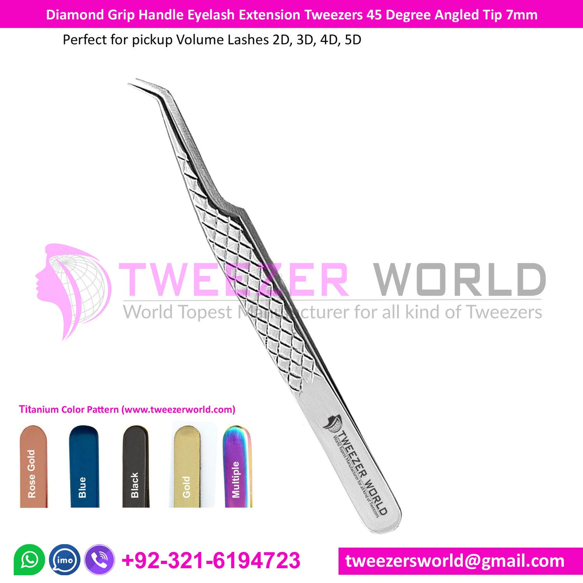 Diamond Grip Handle Tweezers 45 Degree Angled Manufacturer Supplier