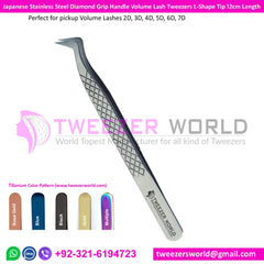 Diamond Grip Mega Volume Tweezers 25 Angle Tip Lash Tweezers