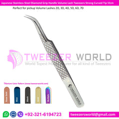 Diamond Grip Best Eyelash Extension Tweezers Curved Needle Nose Tip