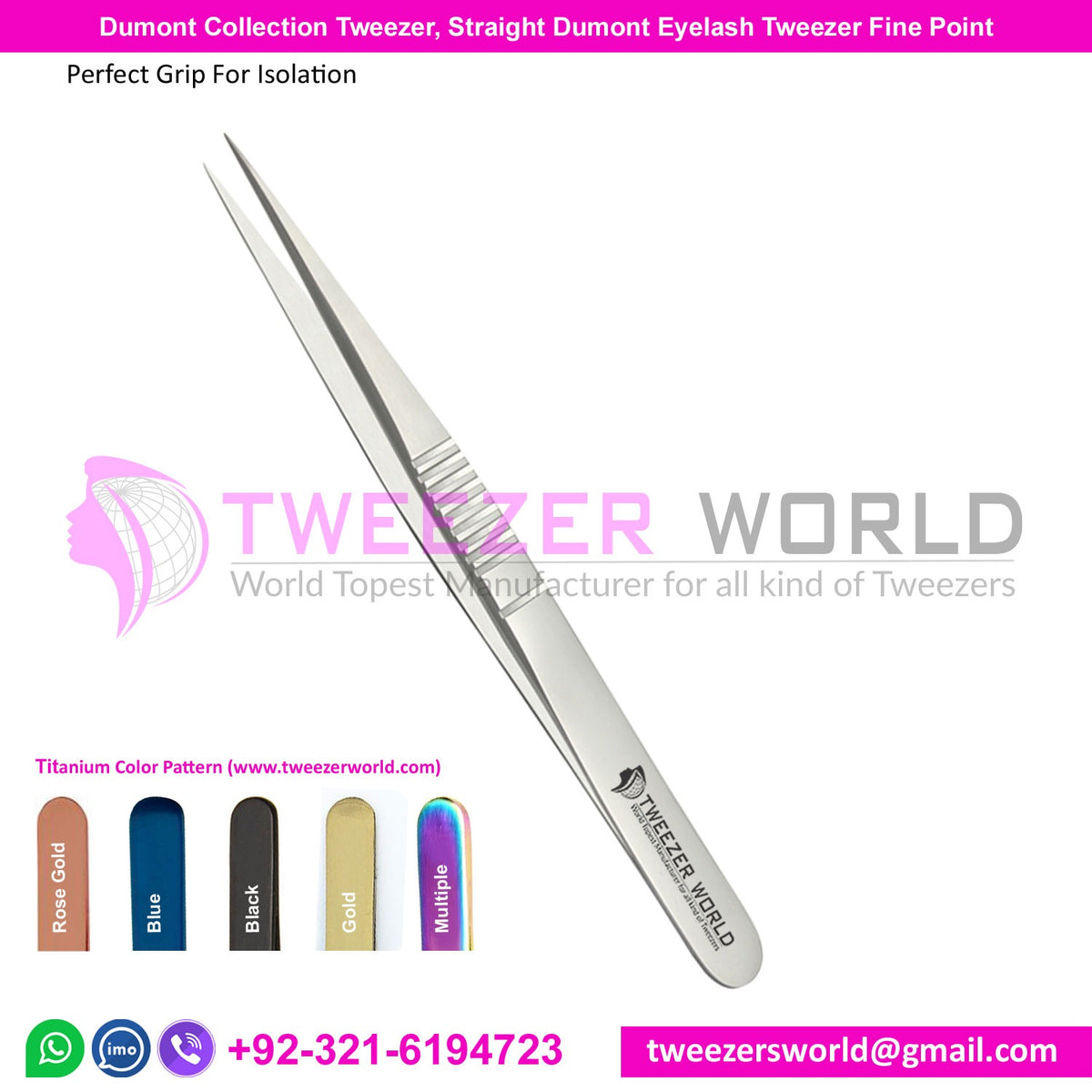 Dumont Collection Tweezer, Straight Dumont Eyelash Tweezer Fine Point