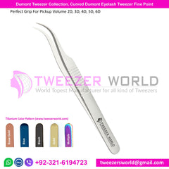 Dumont Tweezer Collection, Curved Dumont Eyelash Tweezer Fine Point