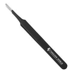 Black Straight Rounded Tip Tweezers Safe Nipper Hand Maintenance Tool