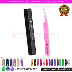 Excellent for Use 90 Degree Diamond Dust Pink Mega Volume Tweezers