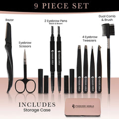 Professional Eyebrow Kit 10 Pcs Grooming Set For Women, With Razor