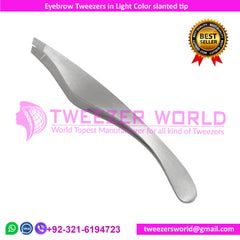 Eyebrow Tweezers Slanted pointed Tip Silver Design