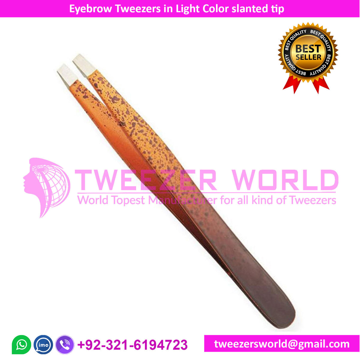 Eyebrow Tweezers in Light Color slanted tip