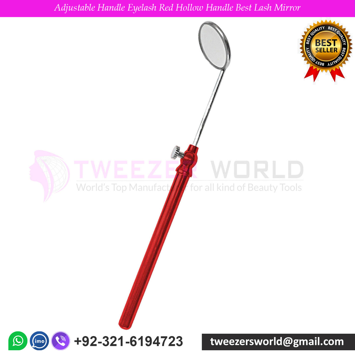 Adjustable Handle Eyelash Red Hollow Handle Best Lash Mirror