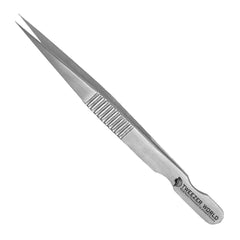 Professional Eyelash Tweezers Serrated Handle S-Shape Stainless Steel