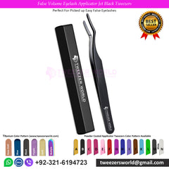 False Volume Eyelash Applicator Jet Black Tweezers