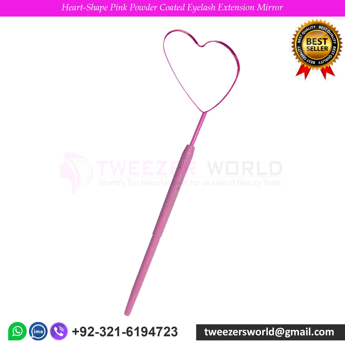 Heart-Shape Pink Powder Coated Eyelash Extension Mirror