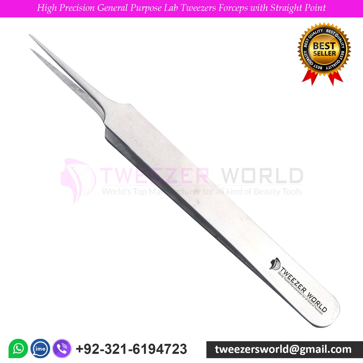 High Precision General Purpose Lab Tweezers Forceps with Straight Point