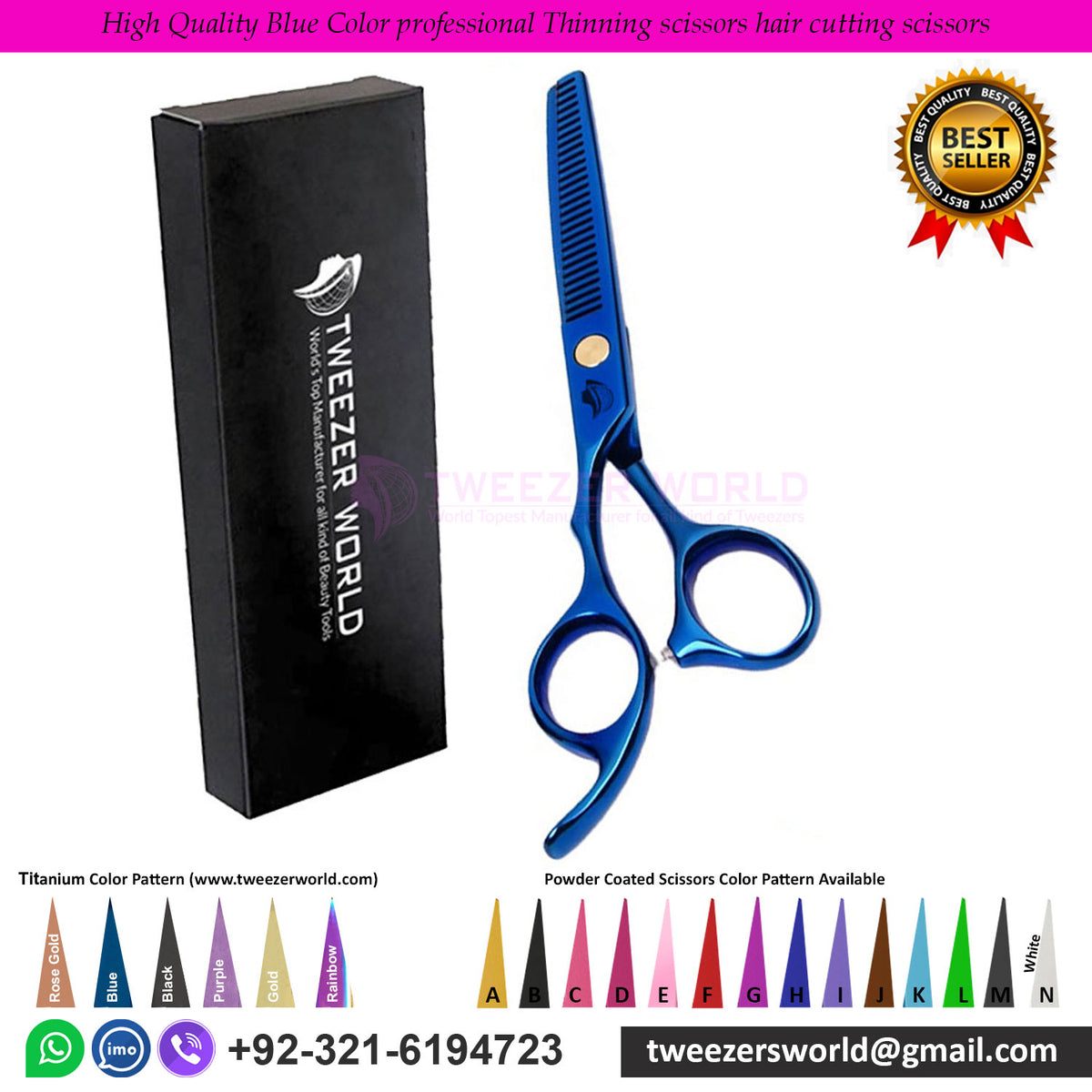 High Quality Blue Color professional Thinning scissors hair cutting scissors