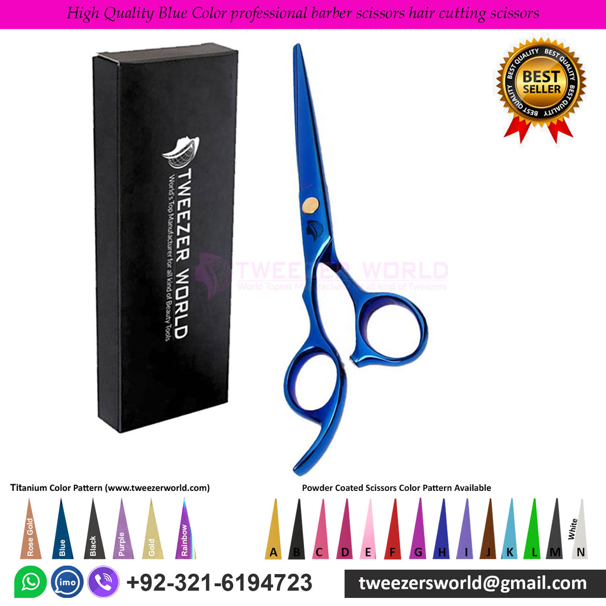 High Quality Blue Color professional barber scissors hair cutting scissors