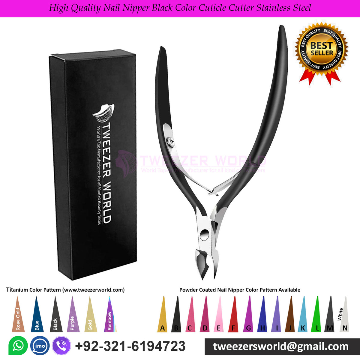 High Quality Nail Nipper Black Color Cuticle Cutter Stainless Steel