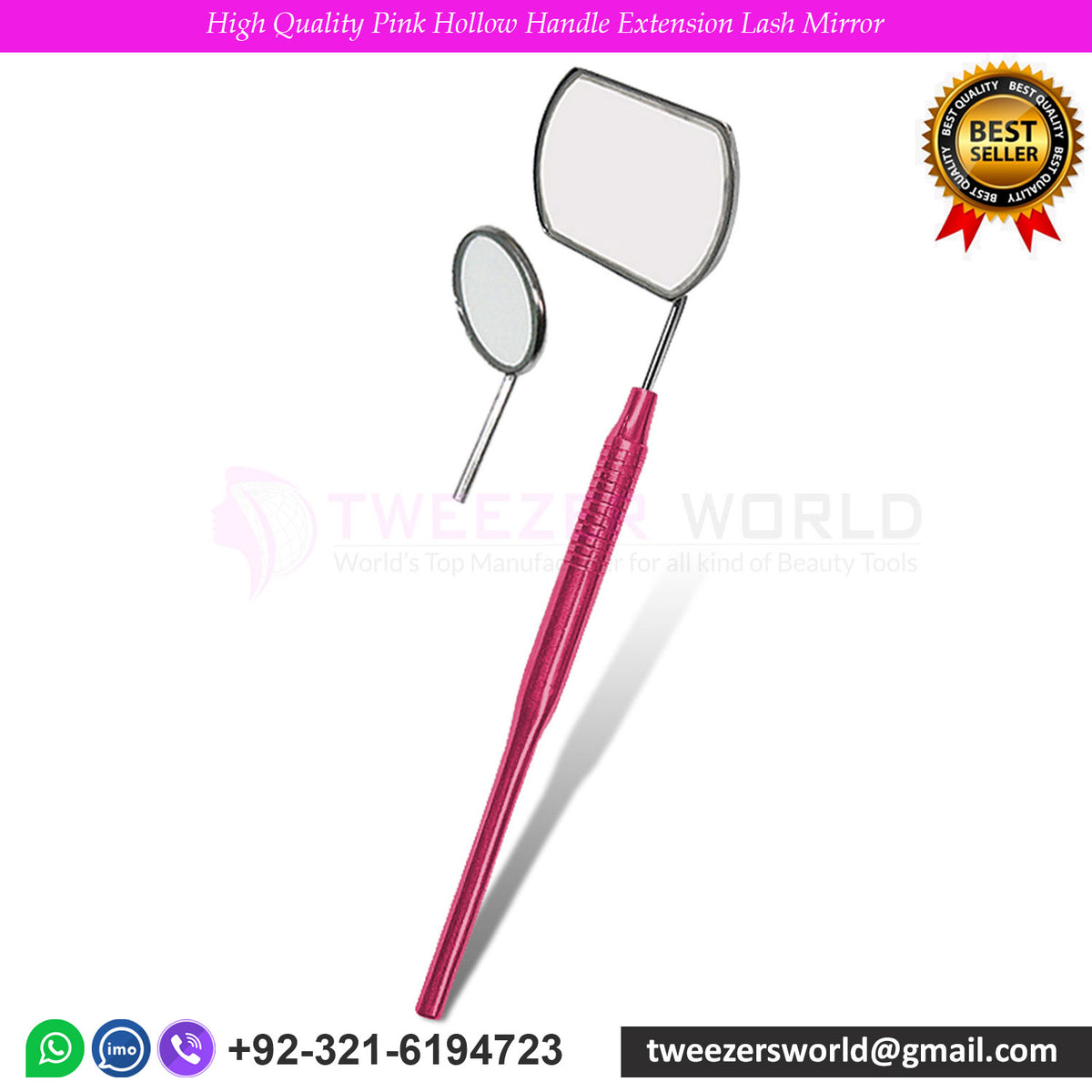 High Quality Pink Hollow Handle Extension Lash Mirror