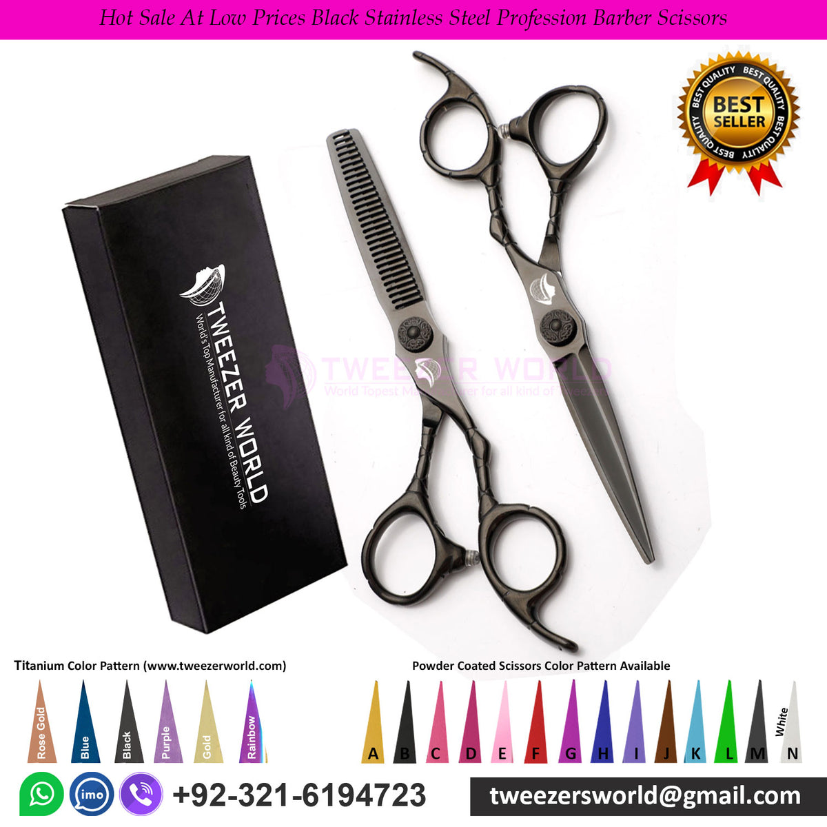 Hot Sale At Low Prices Black Stainless Steel Profession Barber Scissors