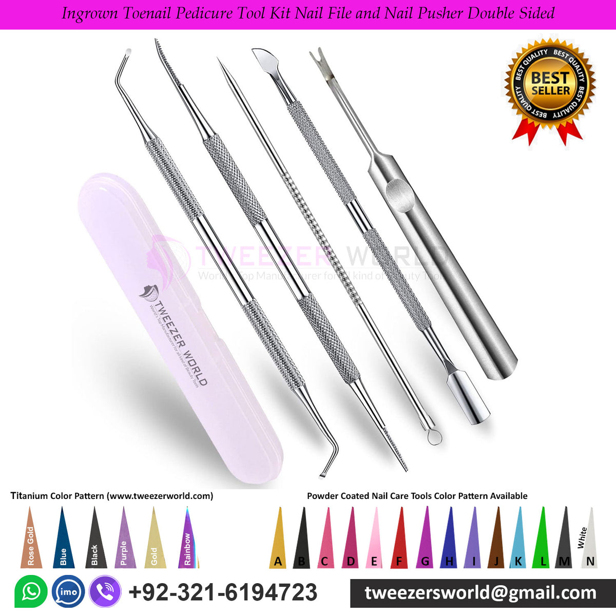 Ingrown Toenail Pedicure Tool Kit Nail File and Nail Pusher Double Sided