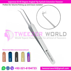 45 Degree Angled Tip Eyelash Extension Tweezers Needle Nose Tip