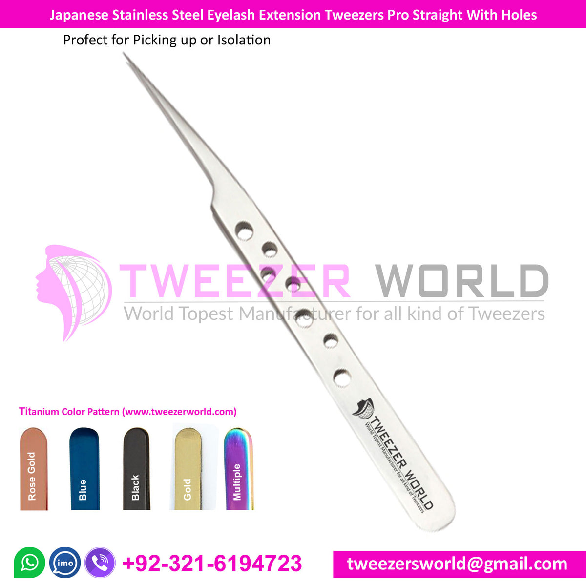 Japanese Steel Eyelash Extension Tweezers Pro Straight With Holes