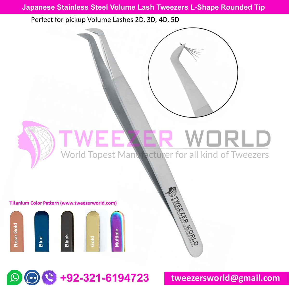 Volume Lash Tweezers Sandblast Handel and Rounded Shape Tip