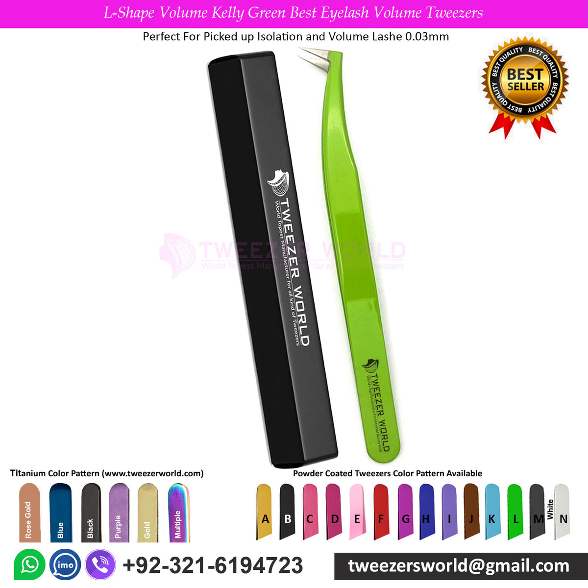 L-Shape Volume Kelly Green Best Eyelash Volume Tweezers