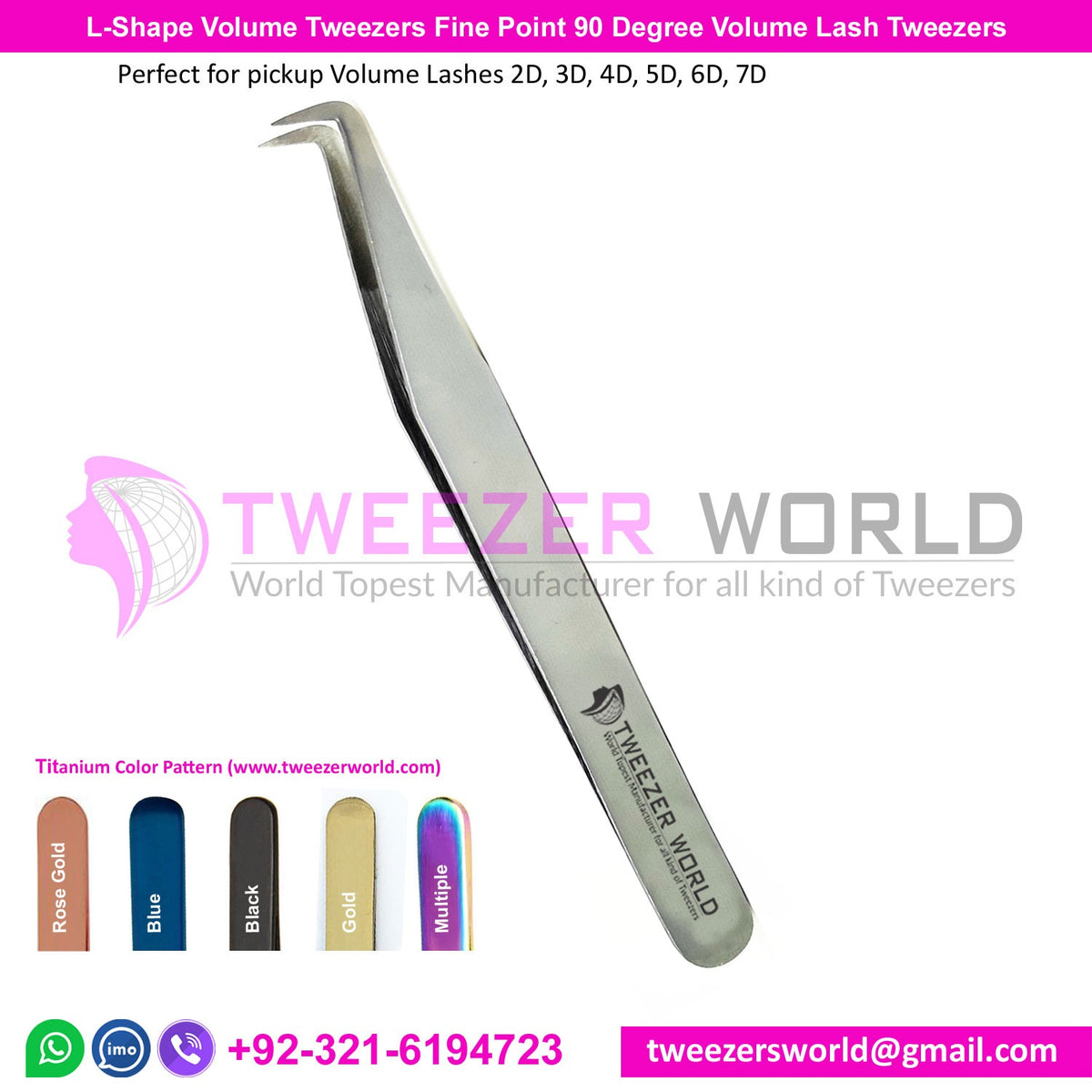 L-Shape Volume Tweezers Fine Point 90 Degree Volume Lash Tweezers