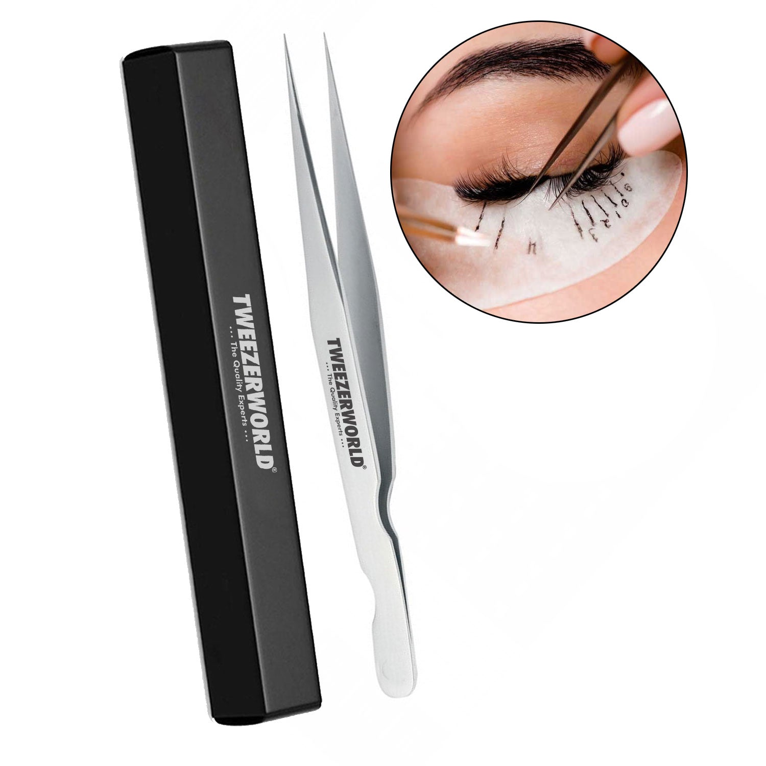 Lash Tweezers S-Shape Plain Straight Tip - TWEEZER WORLD