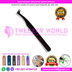 Mega Volume Tweezer for Eyelash Extension Titanium Black