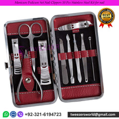 Manicure Pedicure Set Nail Clippers 10 Pcs Stainless Steel Kit for nail