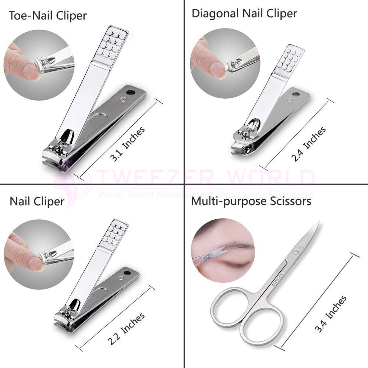 Pedicure Manicure Kit Nail Clippers Set of 12Pcs Professional Grooming Kit