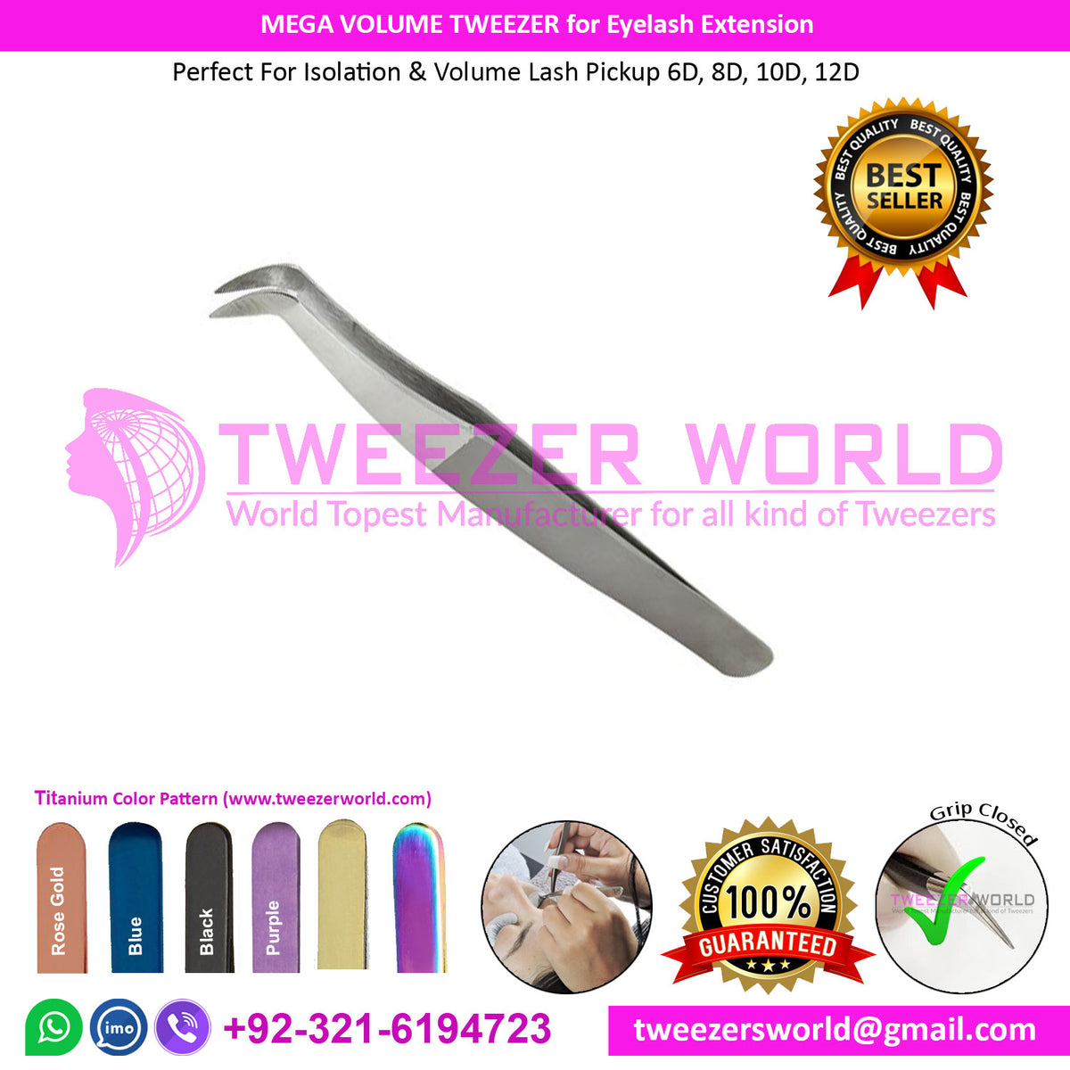 Mega Volume Tweezers for Eyelash Extension Work