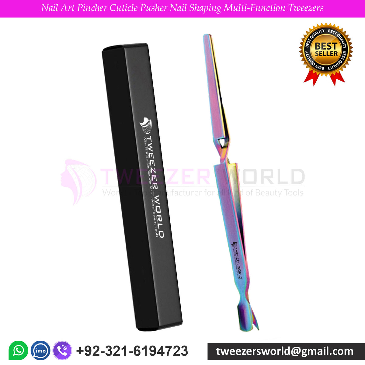 Nail Art Pincher Cuticle Pusher Nail Shaping Multi-Function Tweezers