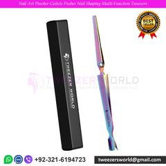 Nail Art Pincher Cuticle Pusher Nail Shaping Multi-Function Tweezers