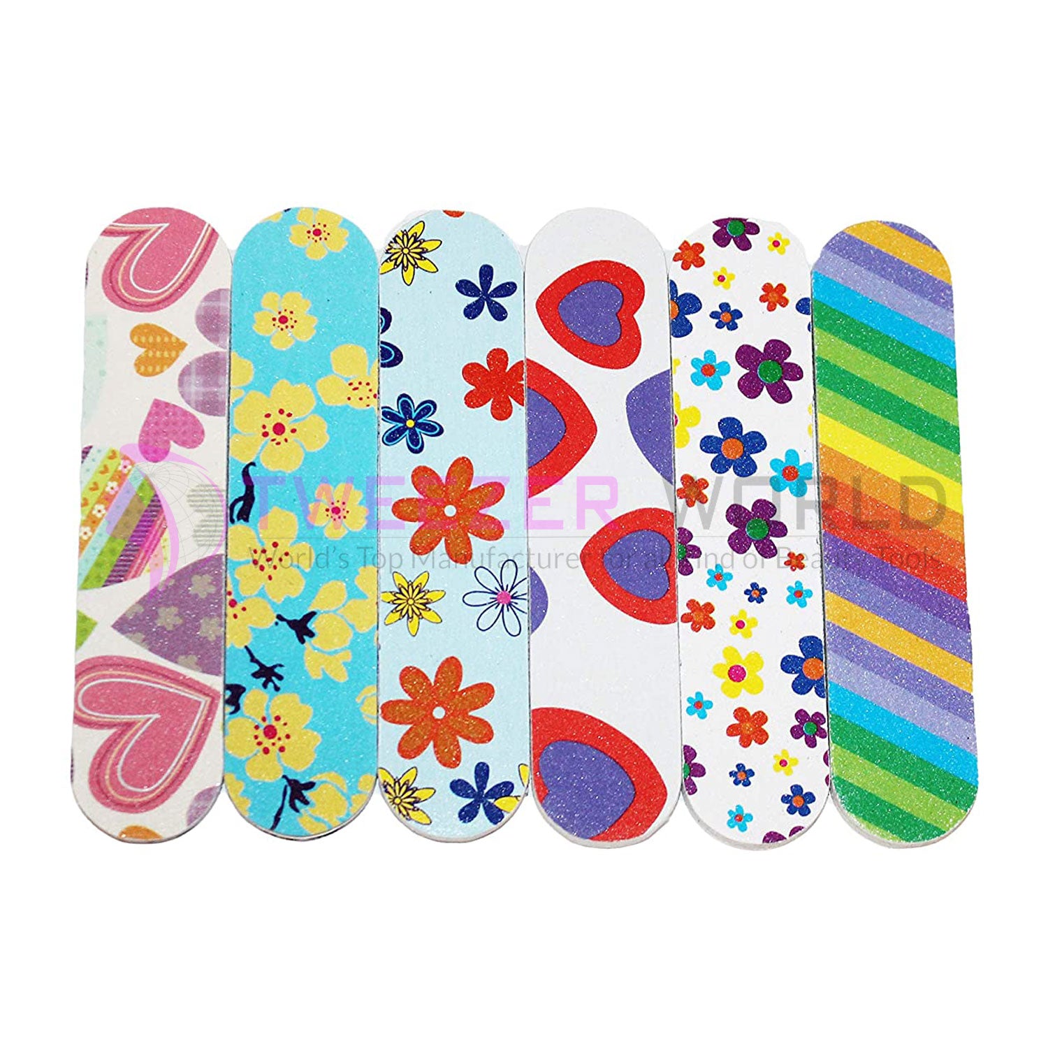 Premium Nail Shaper 1 DOZEN Colorful Girly Mini Emery Board Nail Files