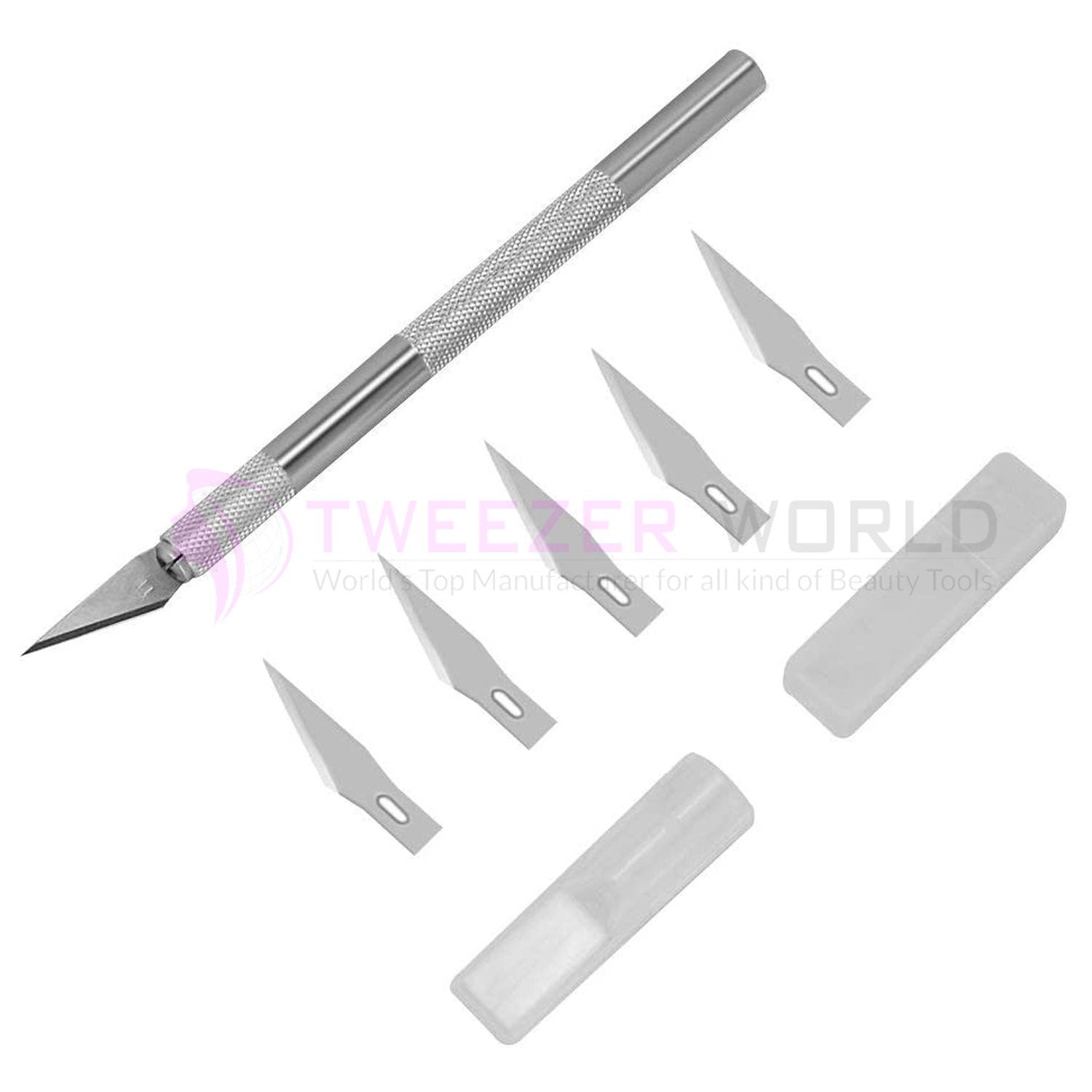 Professional Stainless Steel Knife Razor Tool with 5 Spare Blades for Nails