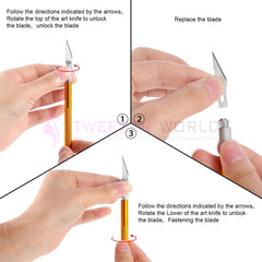 Brand Quality 4 Pcs Nail Knife with 40 Pieces Stainless Steel Blades Kit