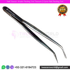 Nail Tweezer, Acrylic Pinching Tool Tweezers C-Curve Nail Pinching Tool