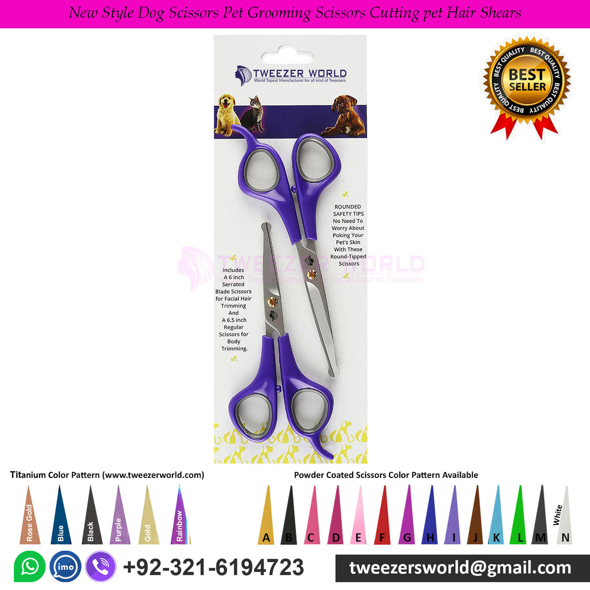 2 pcs Set With Safety Tip Hair Trimming Shears for Body Fur Trimming