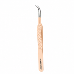 Curved Isolation Lash Tweezers Color and Silver Fiber Tip  | TWEEZER WORLD®