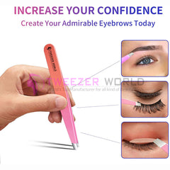 2pcs Orange Pink Hair Removal Makeup Tool Eyebrow Tweezers Set