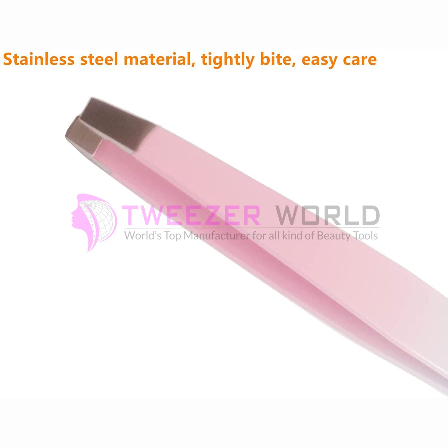 2pcs Orange Pink Hair Removal Makeup Tool Eyebrow Tweezers Set