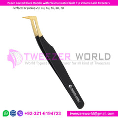 Paper Coated Black Handle with Plasma Coated Gold Tip Volume Lash Tweezer