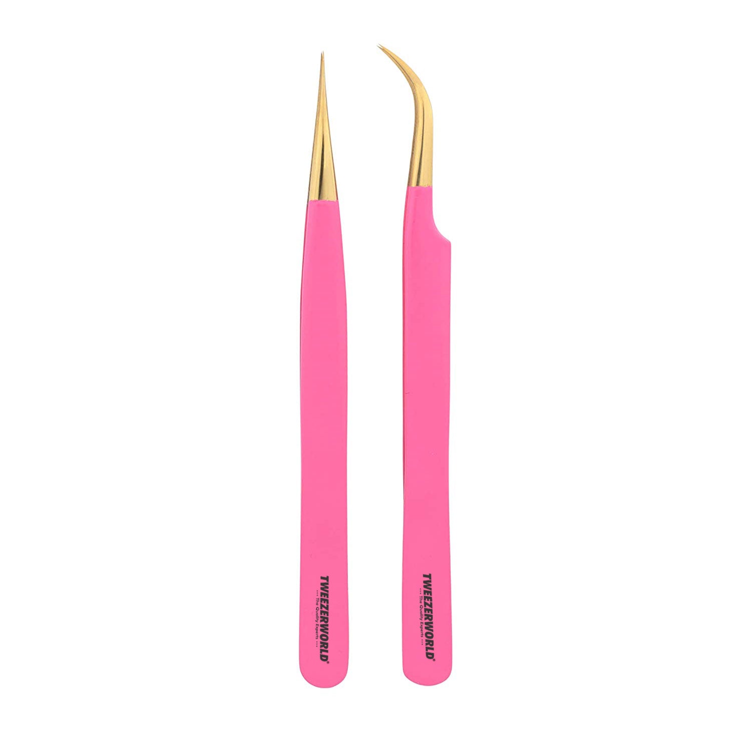 Pink Eyelash Extension Tweezers Set - TWEEZER WORLD