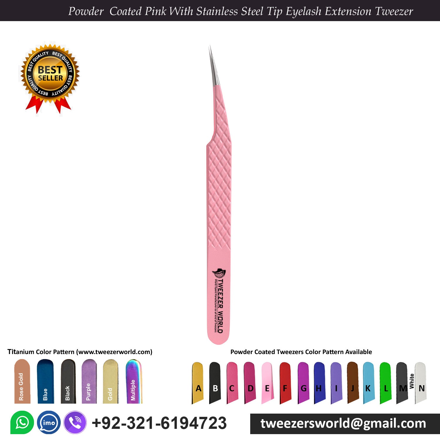 Pink Straight Isolation Tweezers For Lash Extensions - TWEEZER WORLD