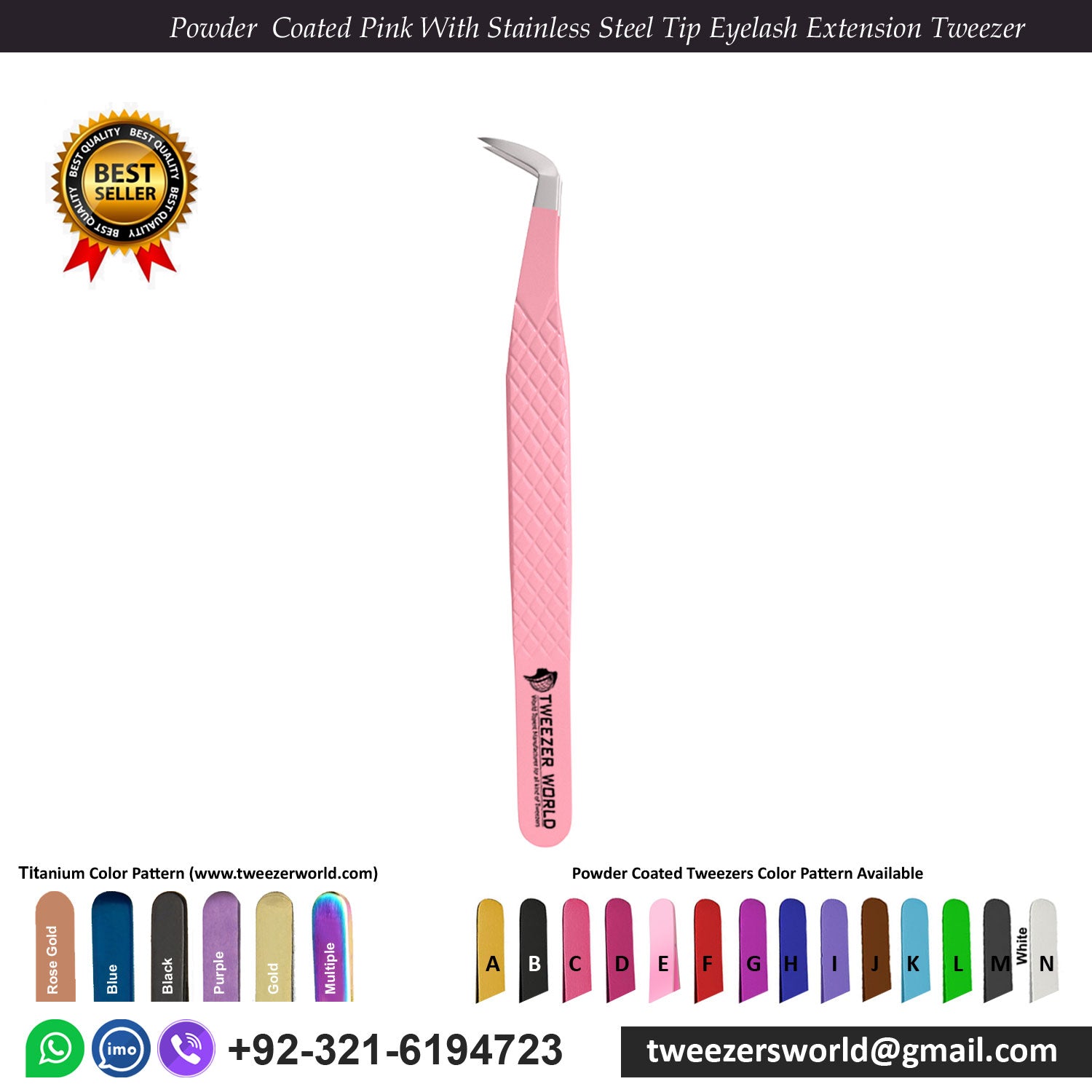 Pink Volume Tweezers For Eyelash Extensions - TWEEZER WORLD