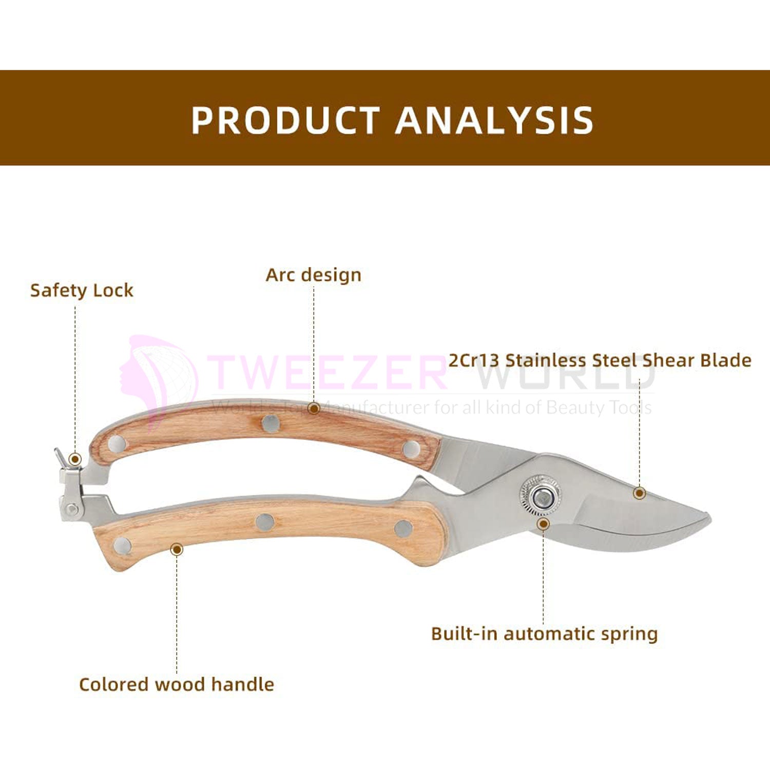 Wood Handle Garden Shear, Plant Pruning Scissors Garden Cutter Shears