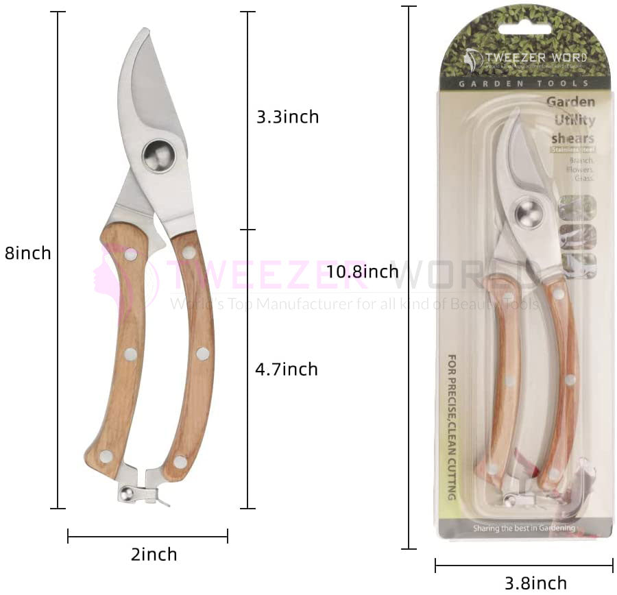 Wood Handle Garden Shear, Plant Pruning Scissors Garden Cutter Shears