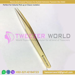 Plasma Gold Coated Tweezer For Eyelash Extension Tweezers One Sided