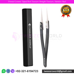 Pointed Ceramic Tipped Best Tweezers Straight Tweezers, Stainless Steel