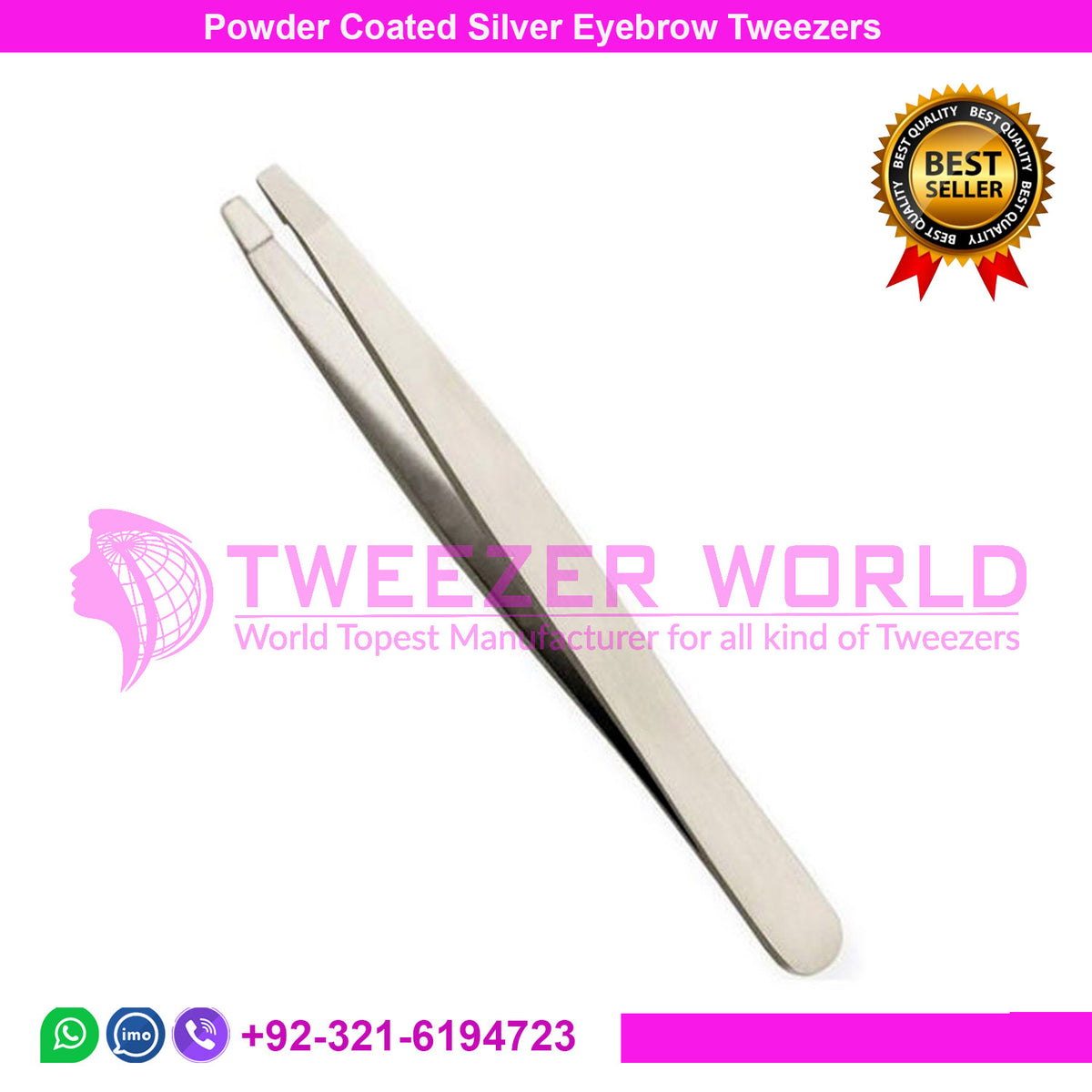 Powder Coated Stainless Steel Eyebrow Tweezers